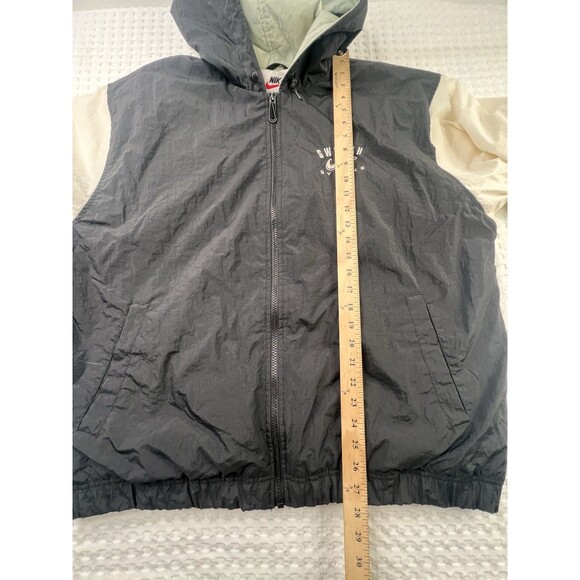 Vintage Nike Jacket Big Logo Hooded Bomber Puffer Coat 90s Black White Sz L - Picture 7 of 14